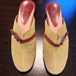 Green Suede Mule Heel Shoes